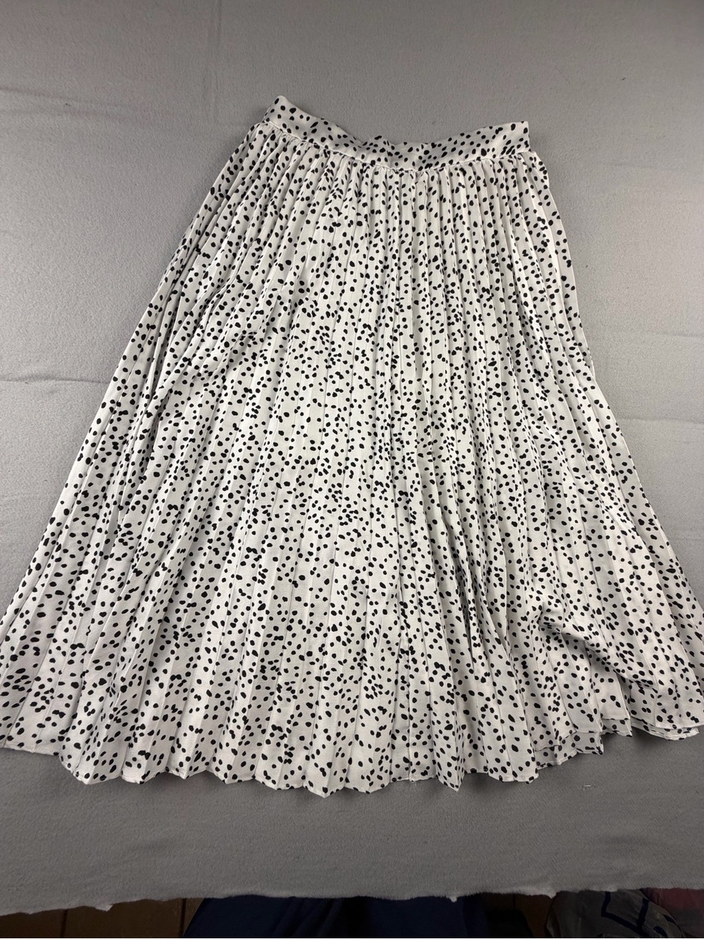 Women's White/Black Dalmataian print Midi Skirt Woven Elastic Pull On Size M